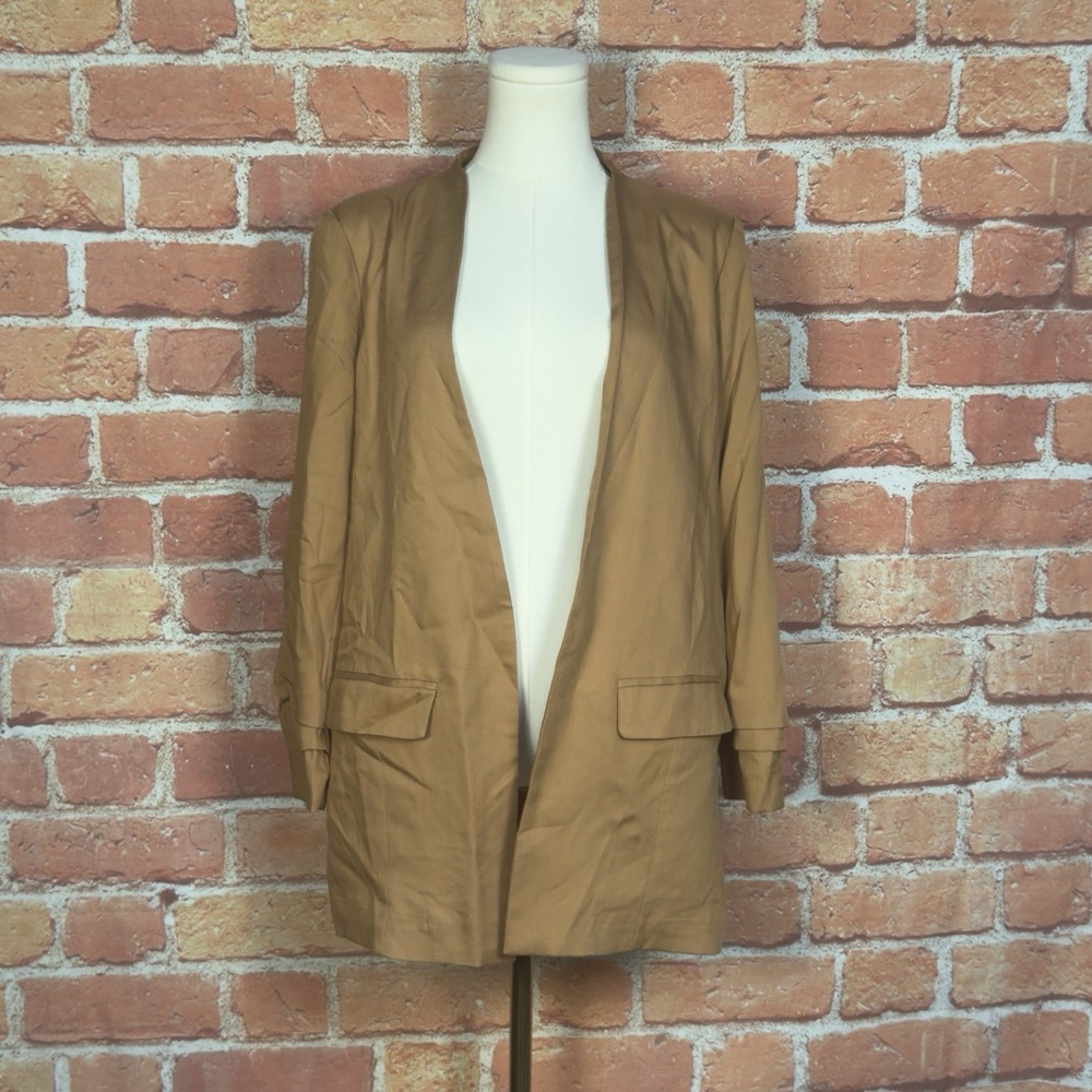 Farrow Women's Brown Open Blazer With Lining Pockets Size Medium